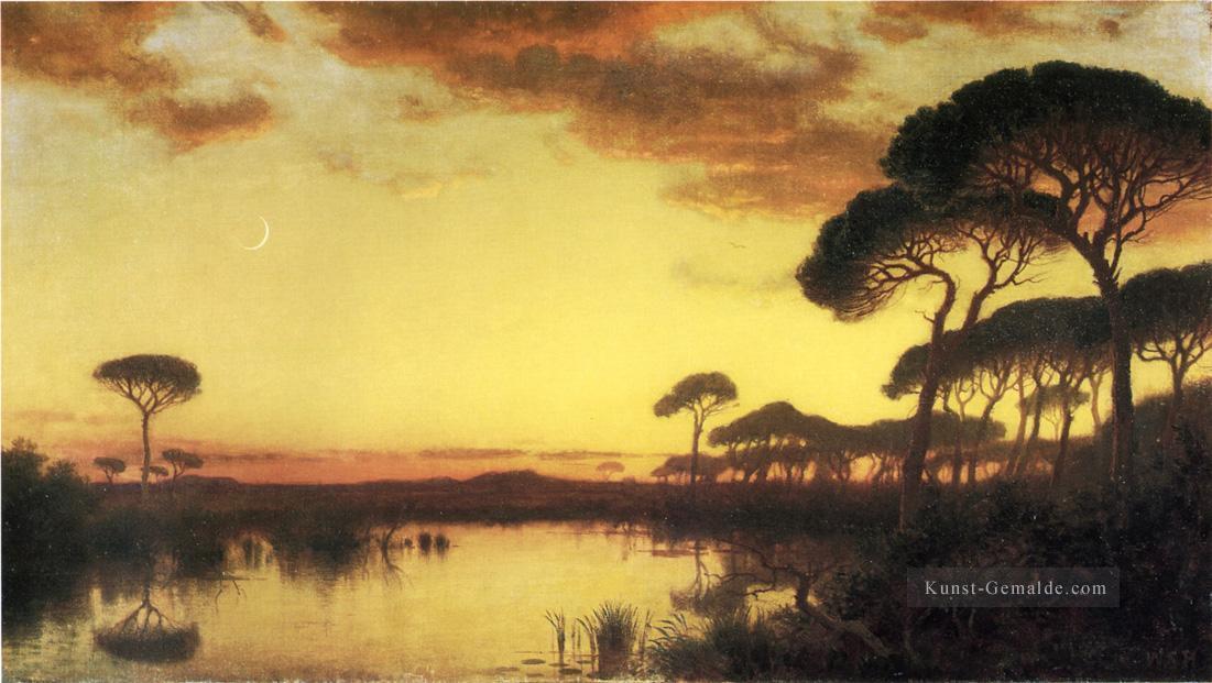 Sonnenuntergang Glow Roman Campagna Szenerie Luminism William Stanley Haseltine Ölgemälde